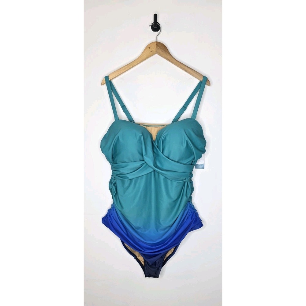 Swim By Cacique Lane Bryant Ombre Underwire One Piece Swimsuit Women's Size 44D